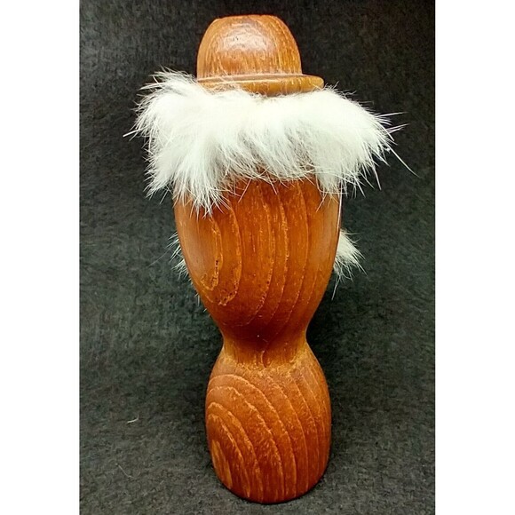 Danish 1970's"Viking" Grandpa w Pipe Hat Teak Approx. 6" Tall - Picture 2 of 9